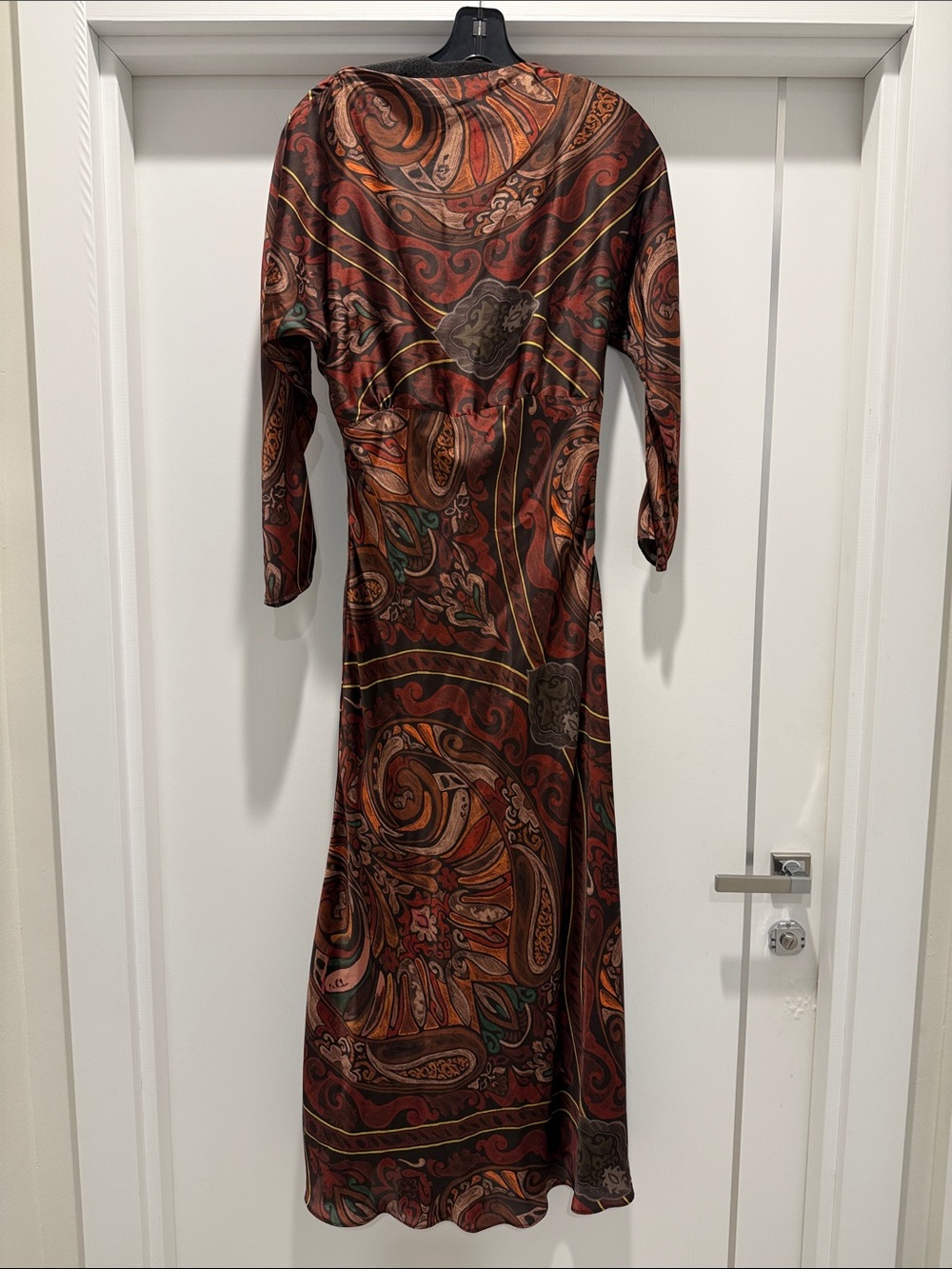 Zara Long Paisley Maxi Dress in Brown and Rust Tones